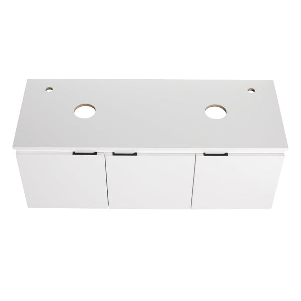 English Elm 48 Inch Floating Bathroom Vanity with Ceramic Sinks Soft Close Doors Modern Bath 48 inches W999S00241