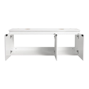 English Elm 48 Inch Floating Bathroom Vanity with Ceramic Sinks Soft Close Doors Modern Bath 48 inches W999S00241