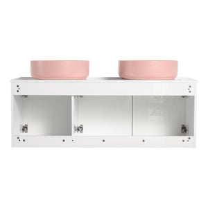 English Elm 48 Inch Floating Bathroom Vanity with Ceramic Sinks Soft Close Doors Modern Bath 48 inches W999S00241