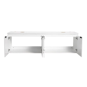 English Elm 48 Inch Floating Bathroom Vanity with Ceramic Sinks Soft Close Doors Modern Bath 60 inches - A W999S00244
