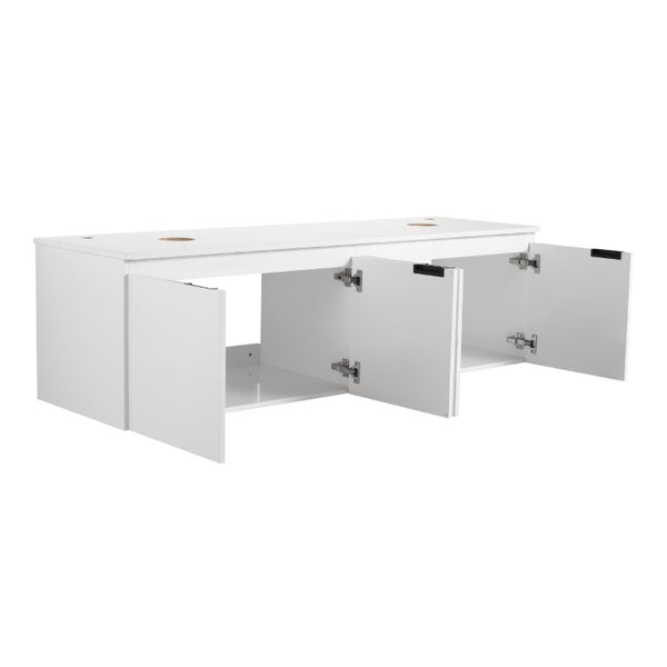 English Elm 48 Inch Floating Bathroom Vanity with Ceramic Sinks Soft Close Doors Modern Bath 60 inches - A W999S00244