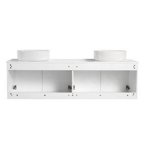 English Elm 48 Inch Floating Bathroom Vanity with Ceramic Sinks Soft Close Doors Modern Bath 60 inches - A W999S00244