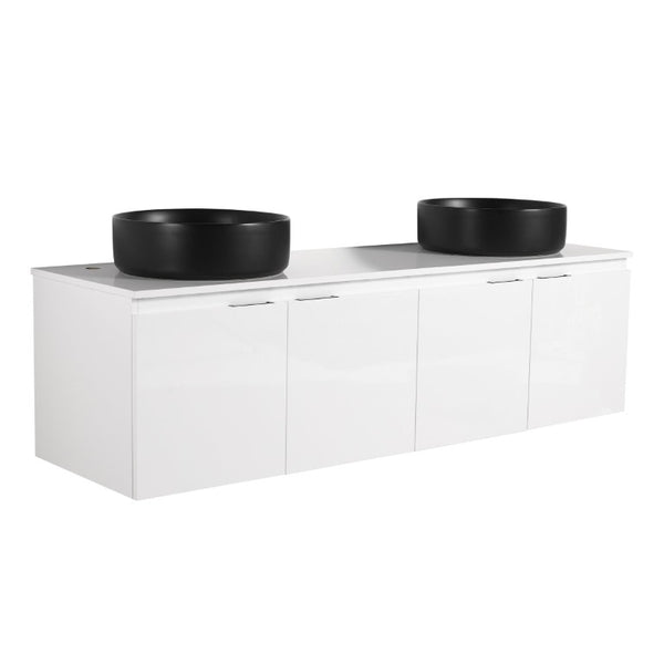 English Elm 48 Inch Floating Bathroom Vanity with Ceramic Sinks Soft Close Doors Modern Bath 60 inches - B W999S00245