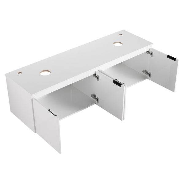 English Elm 48 Inch Floating Bathroom Vanity with Ceramic Sinks Soft Close Doors Modern Bath 60 inches - B W999S00245