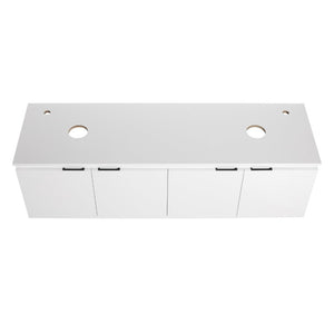 English Elm 48 Inch Floating Bathroom Vanity with Ceramic Sinks Soft Close Doors Modern Bath 60 inches - B W999S00245