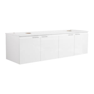 English Elm 48 Inch Floating Bathroom Vanity with Ceramic Sinks Soft Close Doors Modern Bath 60 inches - B W999S00245