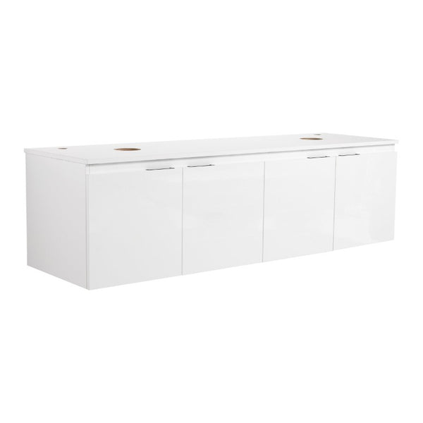 English Elm 48 Inch Floating Bathroom Vanity with Ceramic Sinks Soft Close Doors Modern Bath 60 inches - B W999S00245