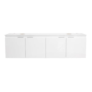 English Elm 48 Inch Floating Bathroom Vanity with Ceramic Sinks Soft Close Doors Modern Bath 60 inches - B W999S00245