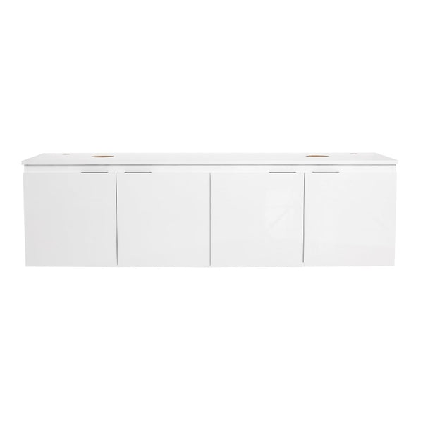 English Elm 48 Inch Floating Bathroom Vanity with Ceramic Sinks Soft Close Doors Modern Bath 60 inches - B W999S00245