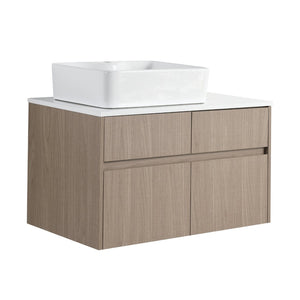 English Elm 32 Inch Floating Bathroom Vanity with Hand-Painted Ceramic Basin and Soft Close Storage Bouguer Walnut W999S00455
