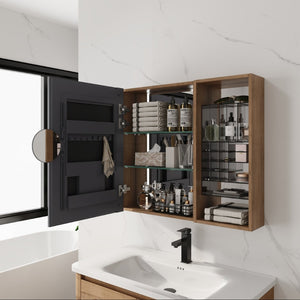 English Elm 31.56 Inch Wall Mounted Bathroom Medicine Cabinet with Mirror and Adjustable Shelves W999S00541