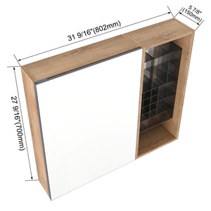 English Elm 31.56 Inch Wall Mounted Bathroom Medicine Cabinet with Mirror and Adjustable Shelves W999S00541