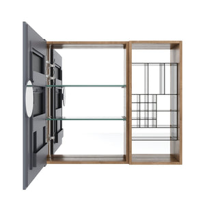 English Elm 31.56 Inch Wall Mounted Bathroom Medicine Cabinet with Mirror and Adjustable Shelves W999S00541