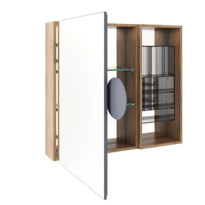 English Elm 31.56 Inch Wall Mounted Bathroom Medicine Cabinet with Mirror and Adjustable Shelves W999S00541