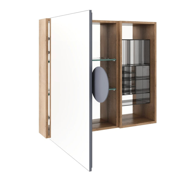 English Elm 31.56 Inch Wall Mounted Bathroom Medicine Cabinet with Mirror and Adjustable Shelves W999S00541