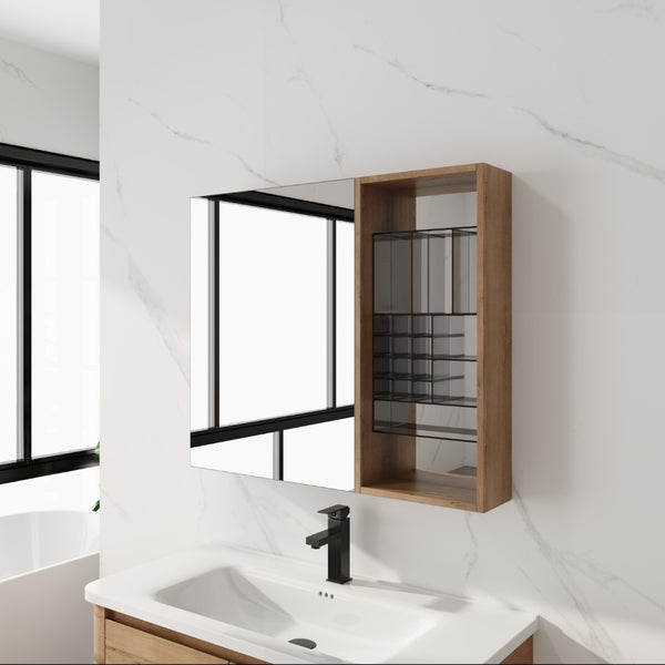 English Elm 31.56 Inch Wall Mounted Bathroom Medicine Cabinet with Mirror and Adjustable Shelves W999S00541