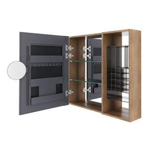 English Elm 31.56 Inch Wall Mounted Bathroom Medicine Cabinet with Mirror and Adjustable Shelves W999S00541