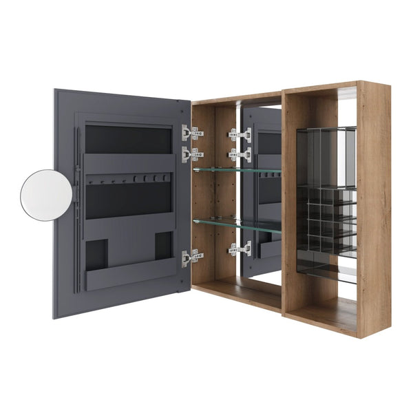 English Elm 31.56 Inch Wall Mounted Bathroom Medicine Cabinet with Mirror and Adjustable Shelves W999S00541