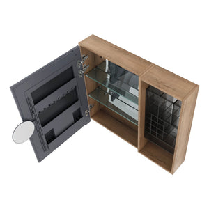 English Elm 31.56 Inch Wall Mounted Bathroom Medicine Cabinet with Mirror and Adjustable Shelves W999S00541