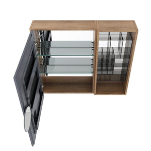 English Elm 31.56 Inch Wall Mounted Bathroom Medicine Cabinet with Mirror and Adjustable Shelves W999S00541