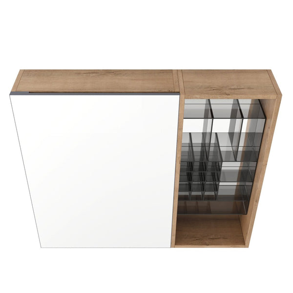 English Elm 31.56 Inch Wall Mounted Bathroom Medicine Cabinet with Mirror and Adjustable Shelves W999S00541