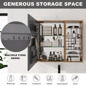 English Elm 31.56 Inch Wall Mounted Bathroom Medicine Cabinet with Mirror and Adjustable Shelves W999S00541