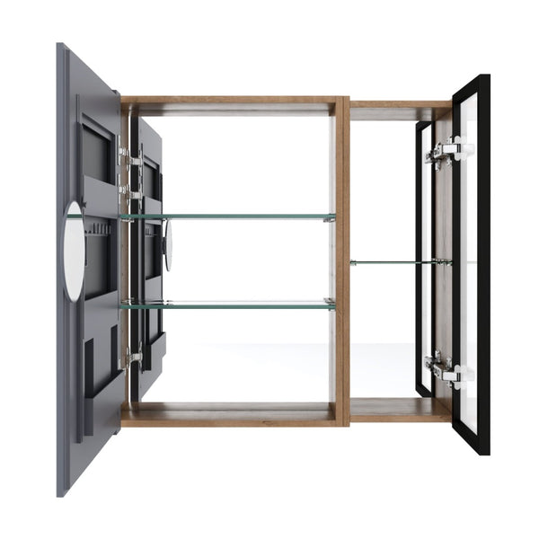English Elm 29.63 Inch Wall Mounted Bathroom Mirror Cabinet with Adjustable Shelves and Plywood Core W999S00542