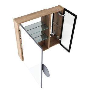 English Elm 29.63 Inch Wall Mounted Bathroom Mirror Cabinet with Adjustable Shelves and Plywood Core W999S00542