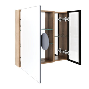 English Elm 29.63 Inch Wall Mounted Bathroom Mirror Cabinet with Adjustable Shelves and Plywood Core W999S00542