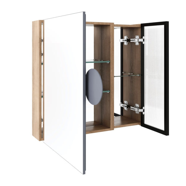 English Elm 29.63 Inch Wall Mounted Bathroom Mirror Cabinet with Adjustable Shelves and Plywood Core W999S00542