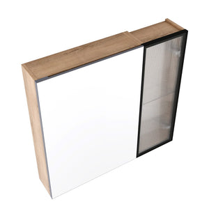English Elm 29.63 Inch Wall Mounted Bathroom Mirror Cabinet with Adjustable Shelves and Plywood Core W999S00542