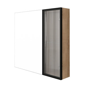 English Elm 29.63 Inch Wall Mounted Bathroom Mirror Cabinet with Adjustable Shelves and Plywood Core W999S00542