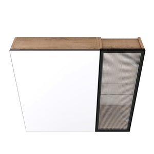 English Elm 29.63 Inch Wall Mounted Bathroom Mirror Cabinet with Adjustable Shelves and Plywood Core W999S00542