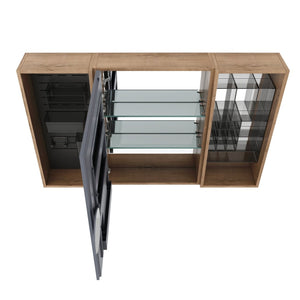 English Elm 43.7 Inch Wall Mounted Bathroom Mirror Cabinet with Plywood Body and Built in Organizer W999S00543