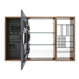 English Elm 43.7 Inch Wall Mounted Bathroom Mirror Cabinet with Plywood Body and Built in Organizer W999S00543