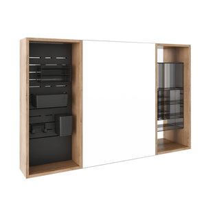 English Elm 43.7 Inch Wall Mounted Bathroom Mirror Cabinet with Plywood Body and Built in Organizer W999S00543