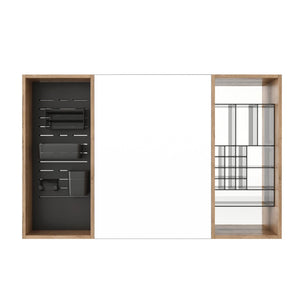 English Elm 43.7 Inch Wall Mounted Bathroom Mirror Cabinet with Plywood Body and Built in Organizer W999S00543