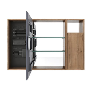 English Elm 41.7 Inch Wall Mounted Bathroom Mirror Cabinet with Soft Close Doors and Plywood Storage Soft Close Door with Accessories W999S00544