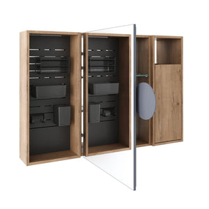 English Elm 41.7 Inch Wall Mounted Bathroom Mirror Cabinet with Soft Close Doors and Plywood Storage Soft Close Door with Accessories W999S00544