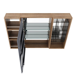 English Elm 41.4 Inch Wall Mounted Mirror Cabinet with Adjustable Shelves and Jewelry Organizer W999S00546