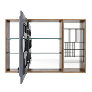 English Elm 41.4 Inch Wall Mounted Bathroom Mirror Cabinet Set with Adjustable Glass Shelves Plywood W999S00547