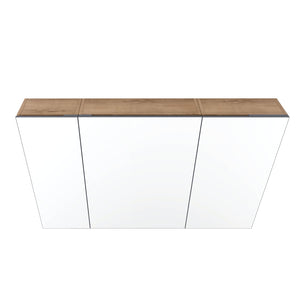 English Elm 43.4 Inch Wall Mounted Mirror Cabinet Set with Adjustable Shelves for Bathroom Storage W999S00548