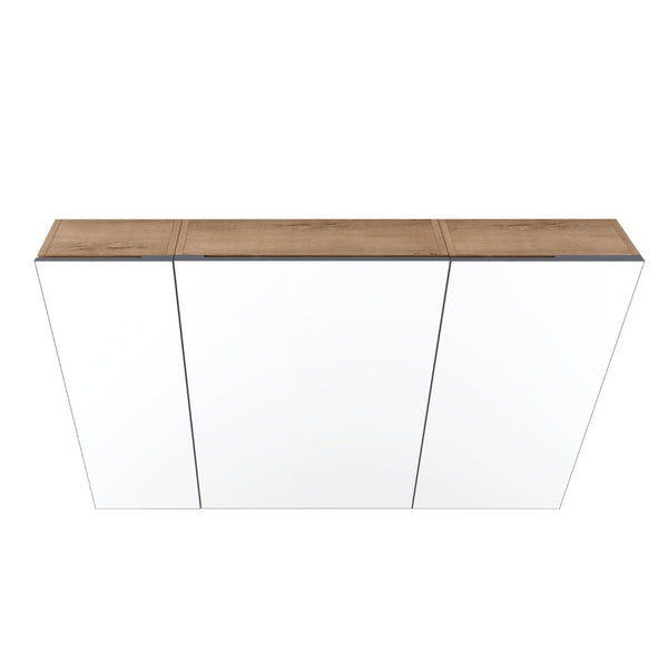 English Elm 43.4 Inch Wall Mounted Mirror Cabinet Set with Adjustable Shelves for Bathroom Storage W999S00548
