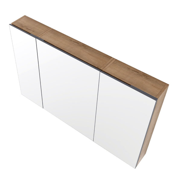 English Elm 43.4 Inch Wall Mounted Mirror Cabinet Set with Adjustable Shelves for Bathroom Storage W999S00548