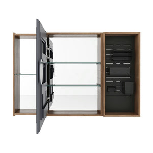 English Elm 41.7 Inch Wall Mounted Bathroom Mirror Cabinet with Soft Close Doors and Plywood Storage Mirror Door with Adjustable Glass Shelves W999S00549