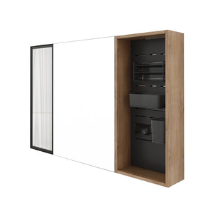 English Elm 41.7 Inch Wall Mounted Bathroom Mirror Cabinet with Soft Close Doors and Plywood Storage Mirror Door with Adjustable Glass Shelves W999S00549