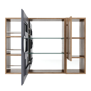 English Elm 39.4 Inch Wall Mounted Bathroom Mirror Cabinet with Adjustable Shelves and Plywood Body W999S00550