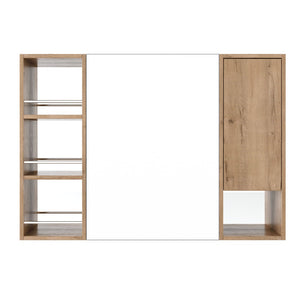 English Elm 39.4 Inch Wall Mounted Bathroom Mirror Cabinet with Adjustable Shelves and Plywood Body W999S00550
