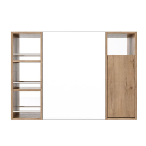English Elm 39.4 Inch Wall Mounted Bathroom Mirror Cabinet with Adjustable Shelves and Plywood Body W999S00550