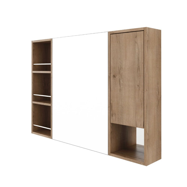 English Elm 39.4 Inch Wall Mounted Bathroom Mirror Cabinet with Adjustable Shelves and Plywood Body W999S00550